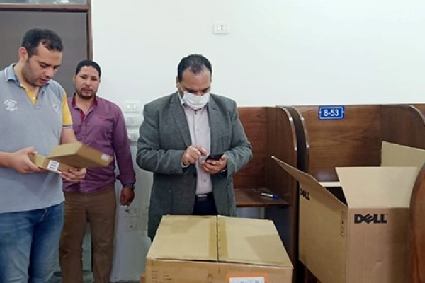 Tamer Samir inspects the Electronic Coordination Laboratories