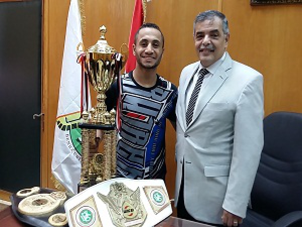 Benha University’s student wins the University’s contest of Kick boxing